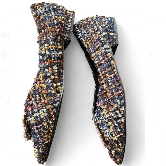 C.Paravano Crystal Buckle Multi Color Tweed flats women's 37/6.5 - Picture 3 of 7